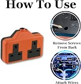 LORD C Heavy Duty 2 Gang 13A Re-Wireable Rubber Block Extension Socket Orange view 3