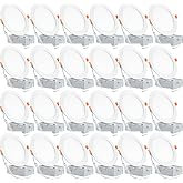 CODAFUL 24 Pack 6 Inch Ultra-Thin LED Recessed Ceiling Light with Junction Box 6500K Daylight 12W 110W Eqv, Canless Wafer Downlight, 1050LM High Brightness, Can-Killer Downlight