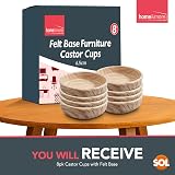 SOL 8 Pack Felt Base Furniture Castor Cups Non Slip Floor Protectors Red view 3