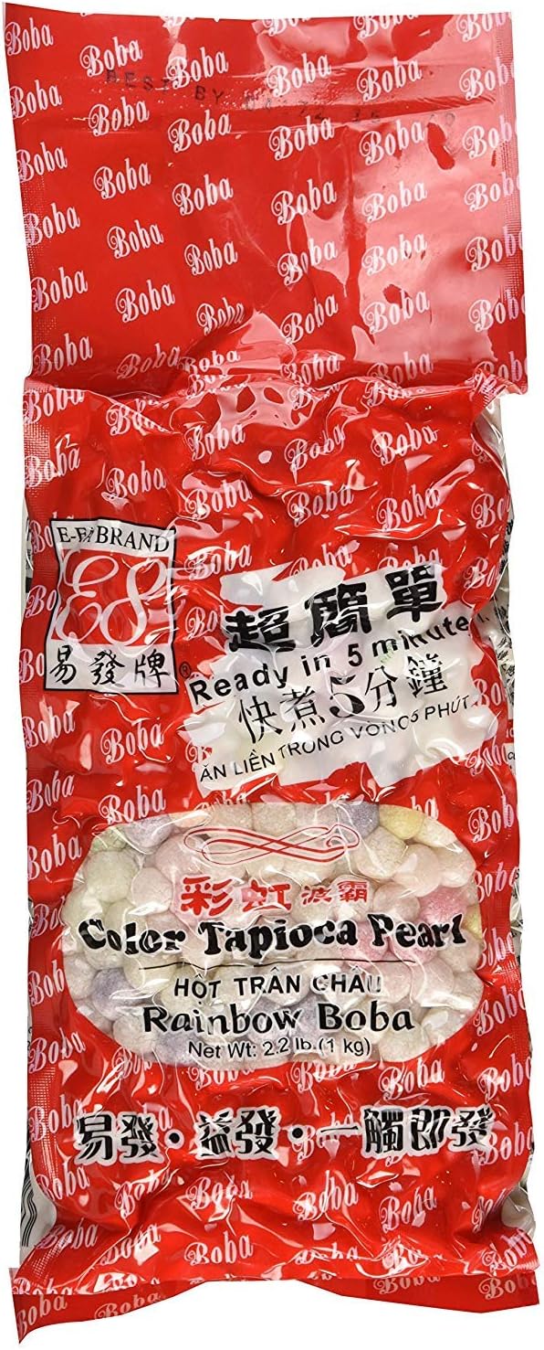 Rainbow Tapioca Pearls Boba Bubble Tea 2.2 lb by ADHealthyway Pack of 2