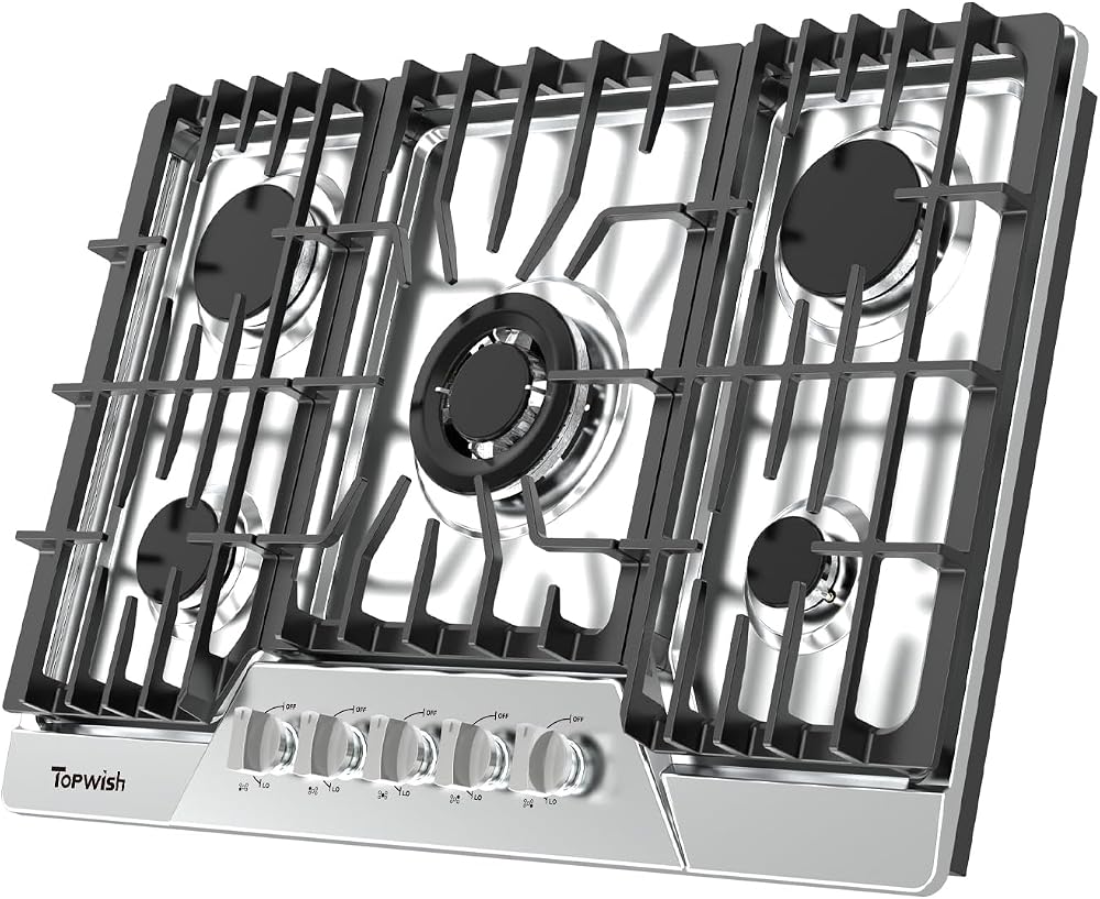 Gas Cooktop 30 Inch, Built-in 5 Burner Gas Stove Top Italy SABAF Burners | 30 Gas Cooktop, Propane Gas Stove Top, NG/LPG Conv