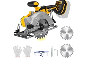 LEZZYRUCK 5 Inch Cordless Circular Saw for Dewalt 20V Battery (No Battery), Power Wood Saw with Brushless Motor, 0-45° Cutting Bevel, Max Cutting Depth 1.6"(90°), 1.28"(45°), Idea for Wood, Plastic, Soft Metal