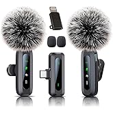 Uewpv Wireless Mini Microphone for iPhone 15/16, iPad, Android, Wireless Lavalier Microphone with Noise Reduction, Portable USB C Lapel Mic for Video Recording, Vlog, Tiktok, YouTube