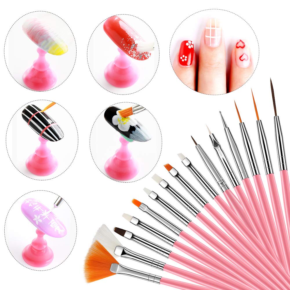 Kalolary Nail Art Tools Decoration Accessories, Nail Art Supplies with Nail Painting Dotting Brushes Pens, Nail Art Stickers, Color Rhinestones Rivet, Nail Foil Paillette Nail Glitters, Nail Striping : Beauty