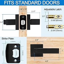 Hasmikit 6 Pack Matte Black Door Handles Privacy