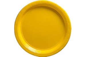 Amscan Big Party Pack Paper Dinner Plates 9-Inch, 50/Pkg, Sunshine Yellow