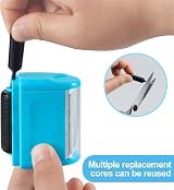AUXHCYL Confidential Roller Stamp Privacy Protection with 9 Refills (Blue) view 6
