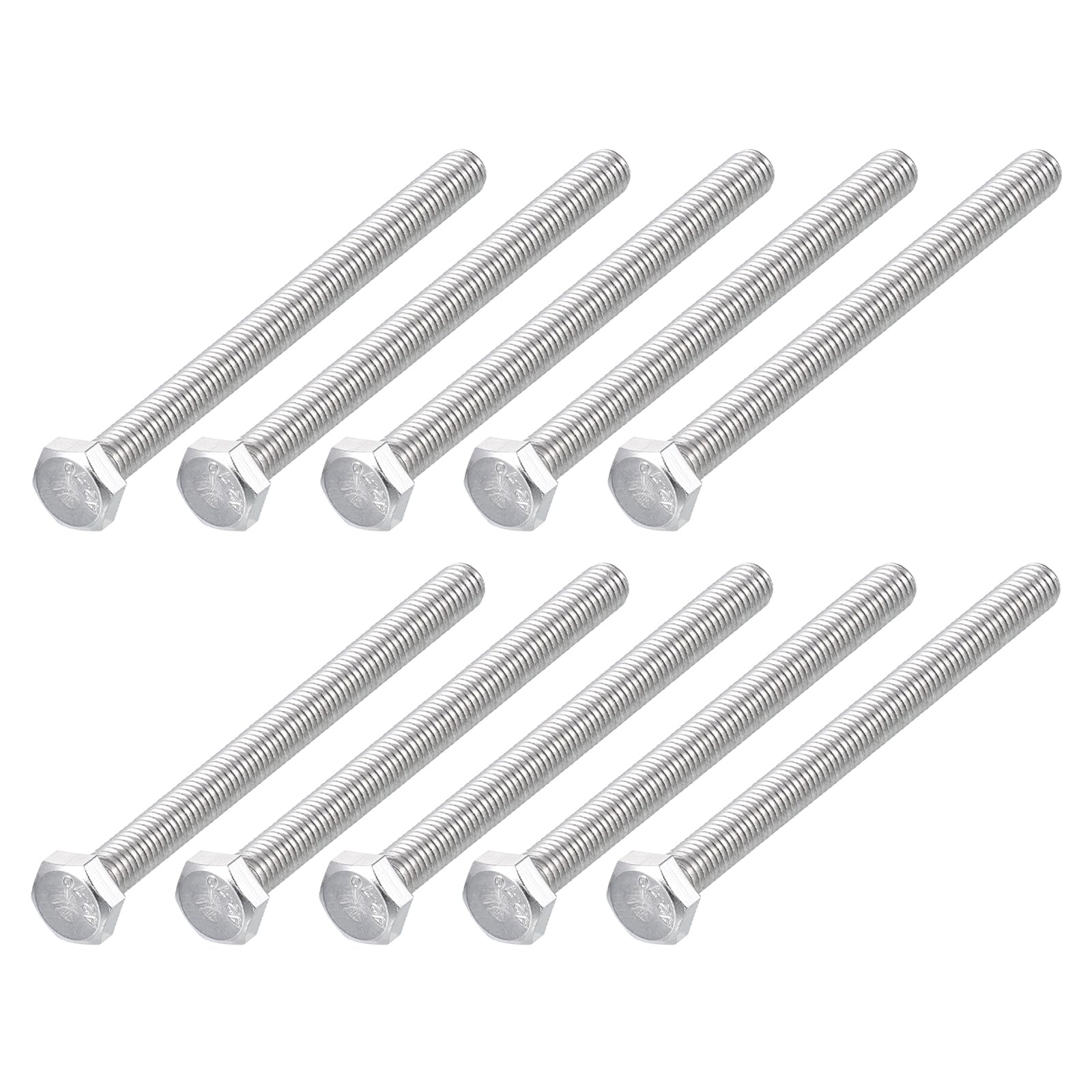 METALLIXITY Hex Bolts (M6-1x80mm) 12Pcs, 304 Stainless Steel Coarse Fully Threaded Hex Head Screw Bolt Machine Screws - for Furniture Repair, Silver