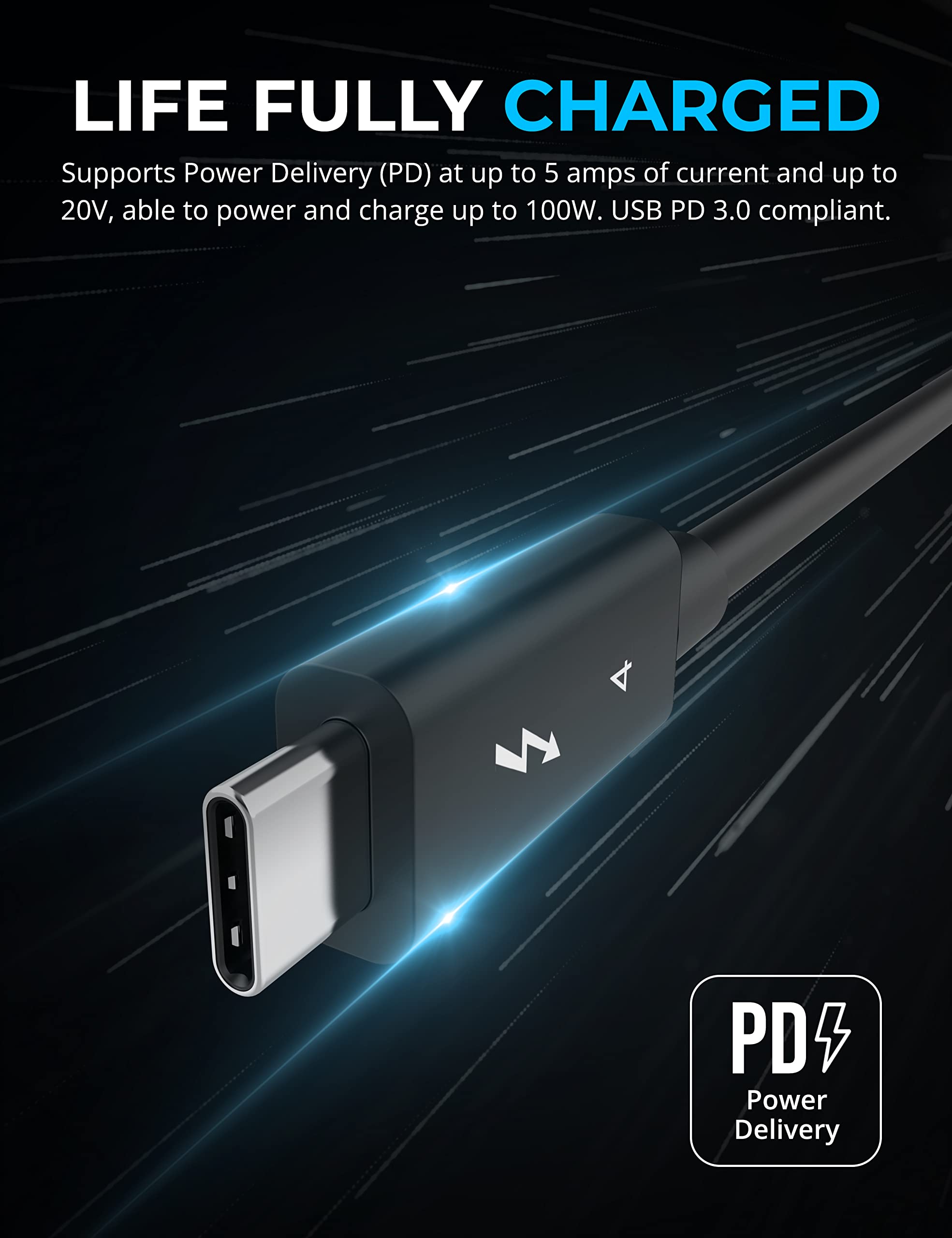SABRENT Certified Thunderbolt 4 Cable, 2M (6.5ft) – 100W Power Delivery, 8K DisplayPort 1.4, 40Gbps Data Transfer, USB 4/3 Compatible, E-Marker Chip for MacBook, iPad, and Windows Devices (CB-T4M2)