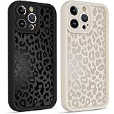lioscre 2 Pack Cute Cheetah Print Phone Cases for iPhone 15 Pro Max Case 6.7", Aesthetic Cool Leopard Pattern Design Cover Shockproof Soft Slim TPU Full Camera Lens Protective Funda for Women Girls