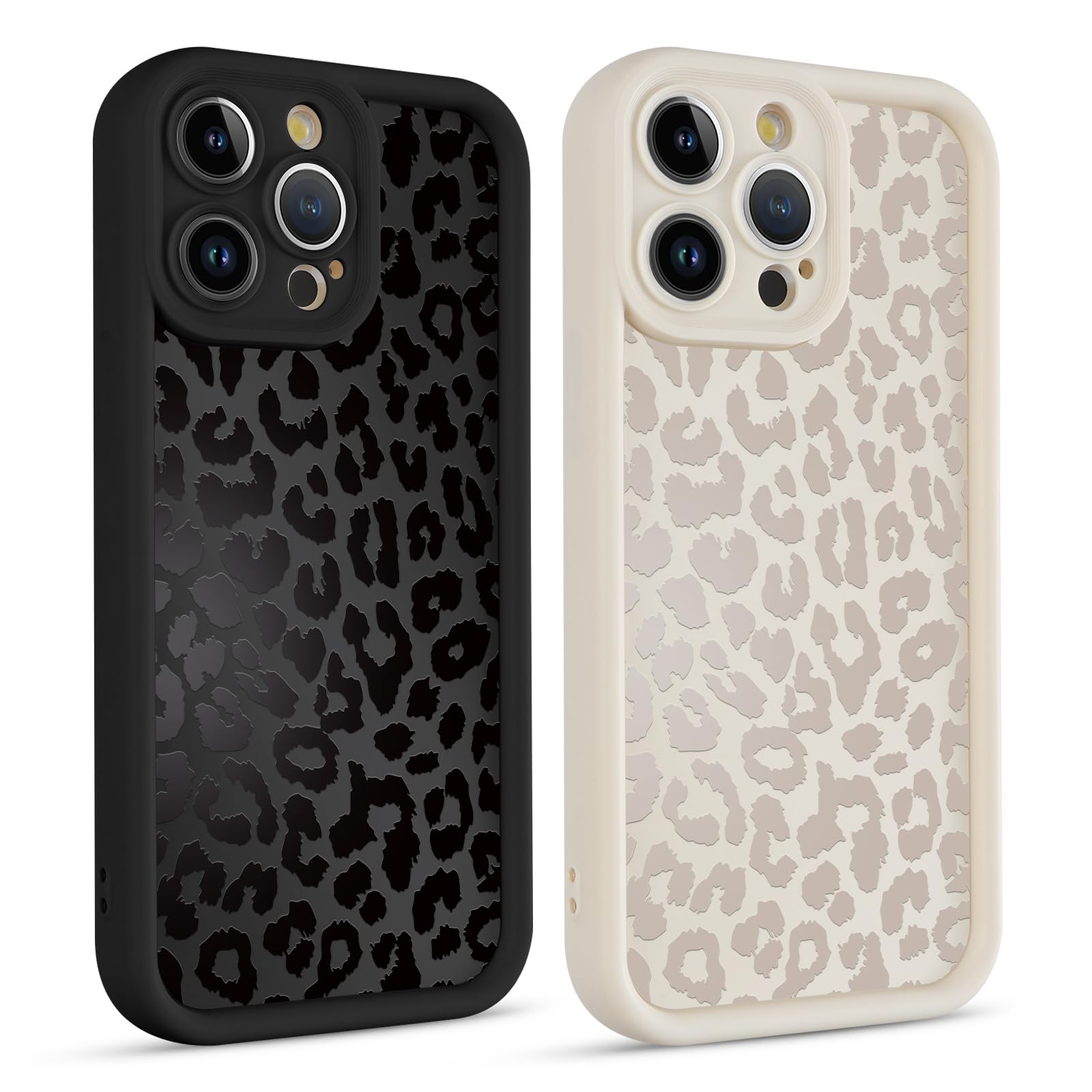 lioscre 2 Pack Cute Cheetah Print Phone Cases for iPhone 12 Pro Case 6.1", Aesthetic Cool Leopard Pattern Design Cover Shockproof Soft Slim TPU Full Camera Lens Protective Funda for Women Girls