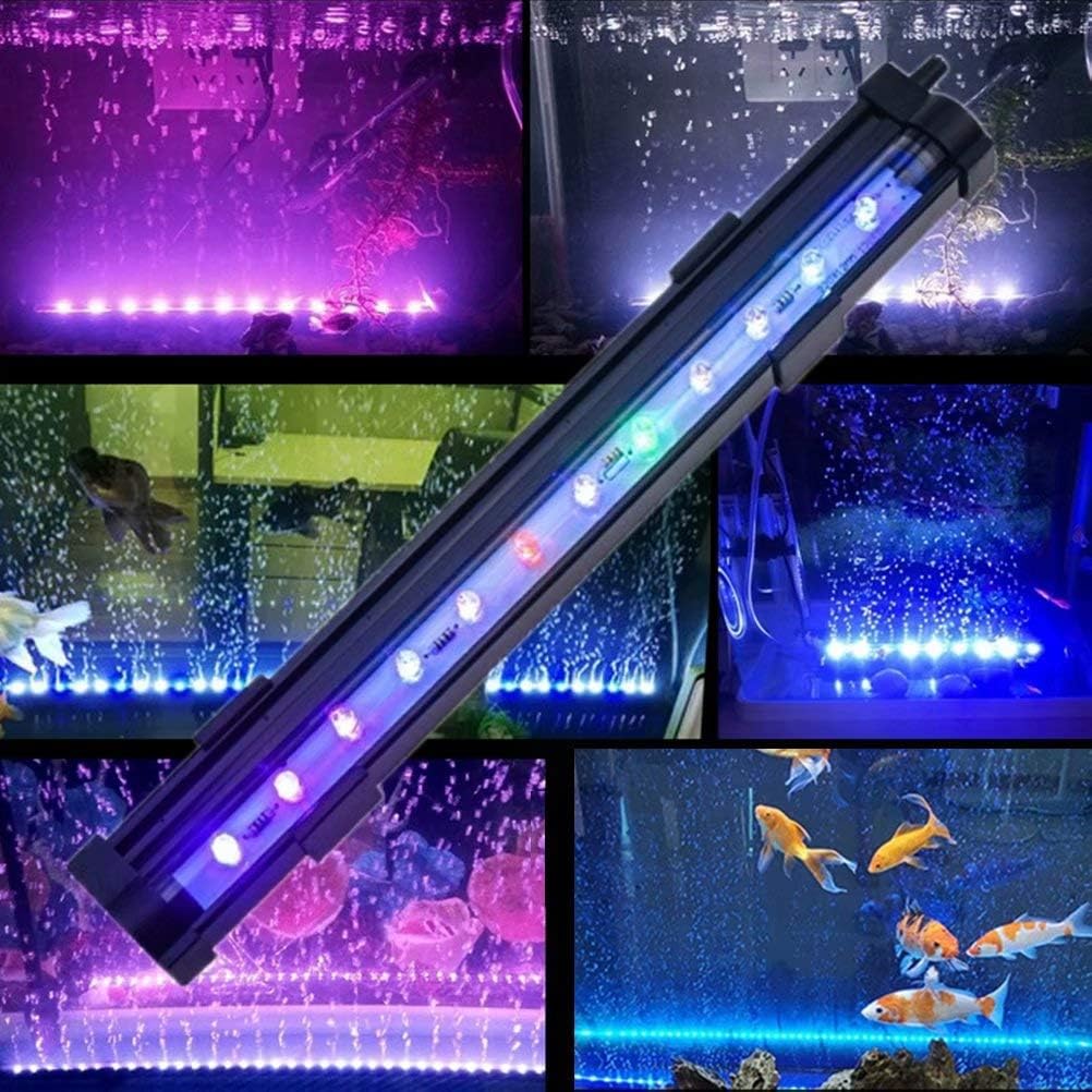 FlikFinz Aquarium Submersible Bubbling Color Changing LED Light with Bubble Air Stone for 30-50 cm Aquarium (Multicolour, 26 cm)