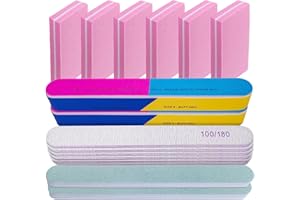 AHATOPIA Nail File and Buffer Set (16 Pack), Nail File Kit Professional Nail Files & Buffers Manicure Supplies Filer Buffer for Natural Nails, 100/180 Grit 7 Way Nail Filing Polishing Buffer for Nail Care