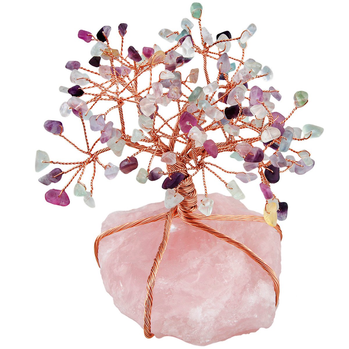 KYEYGWO Natural Crystal Tree Decorations for Home and Office, Lucky Money Tree Feng Shui Ornaments for Wealth Health Fluorite