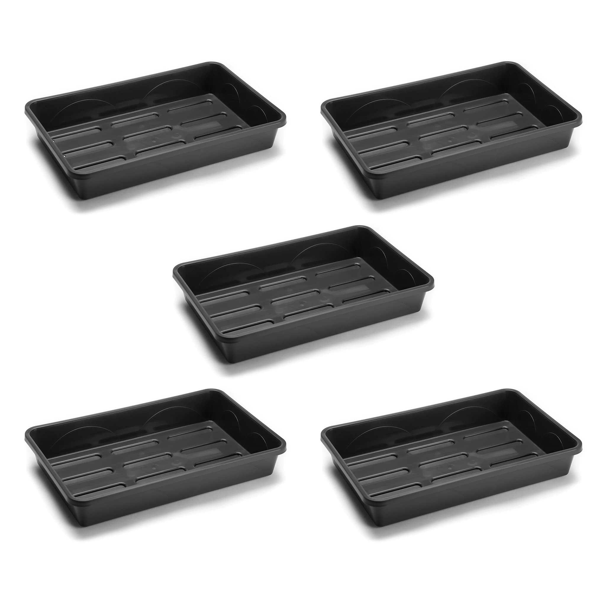 EarlyGrow MPL50041/A/S/5 Heavy Duty Medium Seed or Gravel Tray 38 x 24 x 6 Centimetres - Pack of 5 - Black
