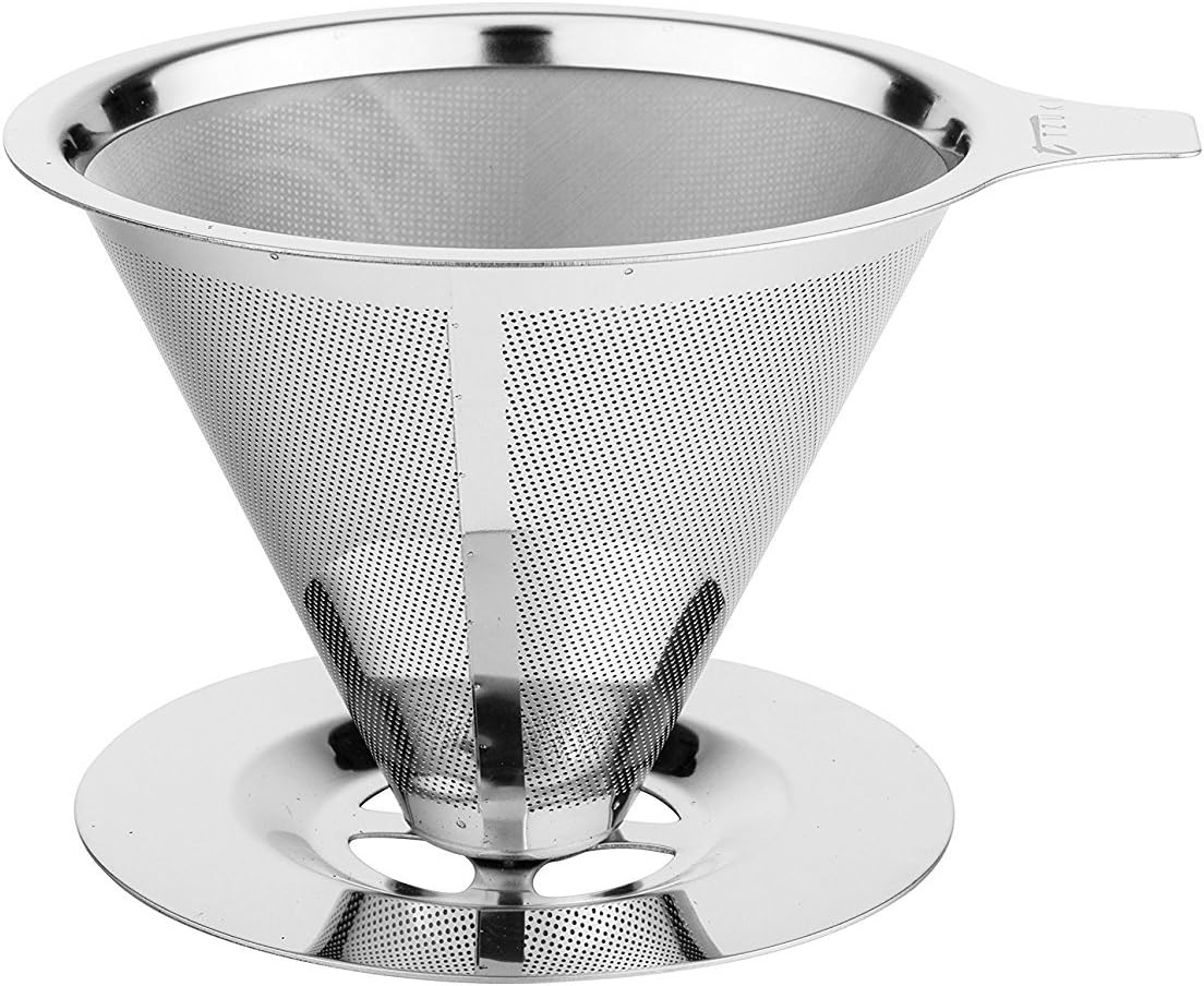 Tzuki Pour Over Tea Coffee Filter Brewer - Manual Drip Coffee Maker with Paperless Filter for Fresh, Rich Flavor - Coffee and Tea Ready in Minutes - Easy to Use, Dishwasher Safe - Premium Stainless Steel
