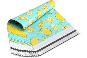 UCGOU Poly Mailers 12x15.5 Inch Lemon Designer 100 Pack Patterned #5 Shipping Bags Mailing Envelopes Self Seal Waterproof and Tear Proof Boutique Postal Small Business for Clothes