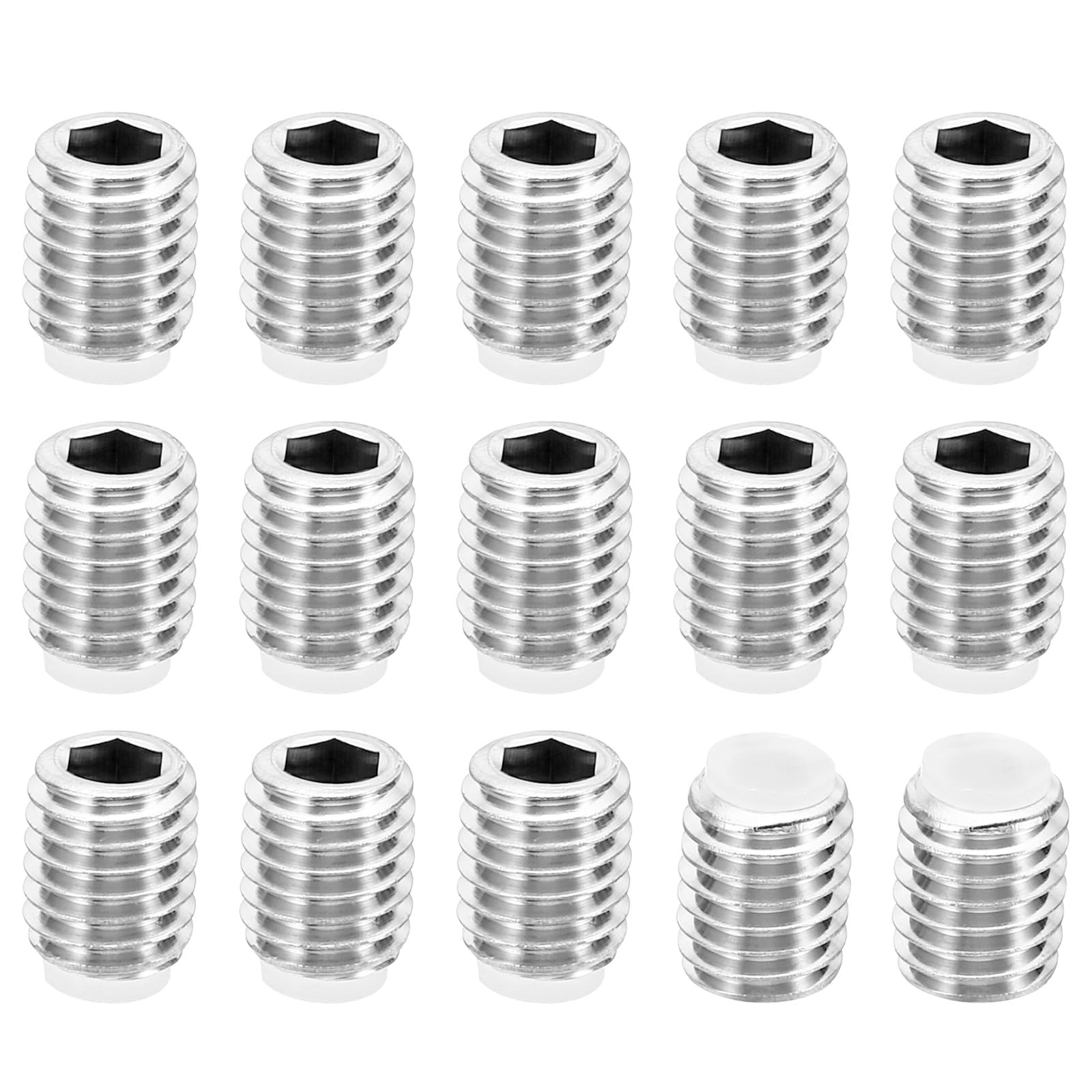 PATIKIL M8x10mm Nylon Tip Grub Screw, 15 Pack Metric Hex Socket Head Cup Point Anti Slip Set Screws Internal Hex Drive Hardware, 304 Stainless Steel