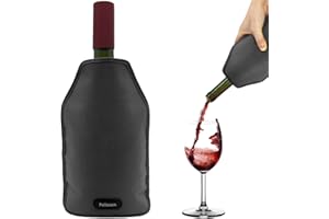 Pallesen Portable Wine Cooler Sleeve - Reusable Bottle Chiller Keeps Red, White & Champagne Cool for 750ml Standard Size Bottles (Black)