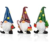 PNFPNF Gnomes Christmas Decorations Indoor, 3 Pcs Resin Gnome Decor for Home with Snowman,Christmas Figurines Elf Dwarf with Christmas Tree for Table Tiered Tray Outdoor, 3.9"