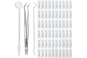 Clapzooki Disposable Dental Examination set Disposable Dental Tools 3Pcs Basic Instruments Set Dentist Dental Mirror Dental Explorer Plaque Remover for Teeth Oral Teeth Cleaning Dentist Tools (60 PCS)