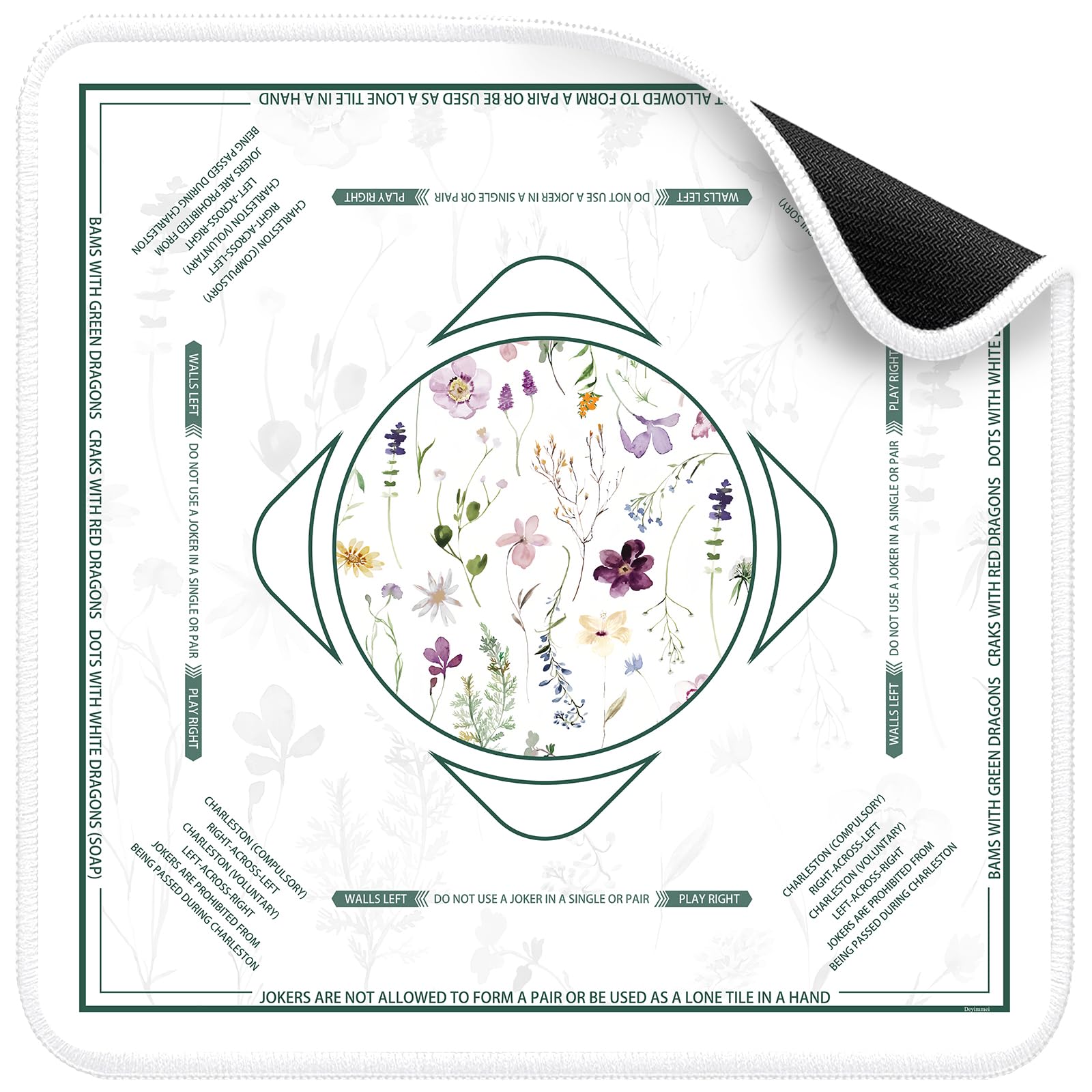 Photo 1 of Deyimmei Mahjong Mat for Table - Non-Slip Mahjong Table Cover with Storage Pockets, Perfect Mahjong Accessories & Gifts for Women, Men, and Mahjong Enthusiasts (Floral Geometry)