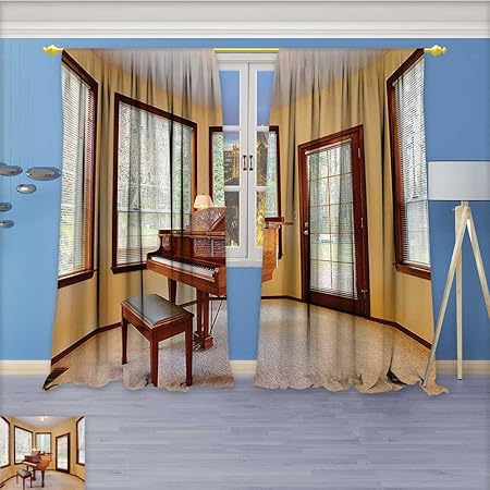 Nalahome Rustic Home Decor Curtains Round Room With Piano And Lots