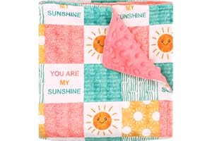 SWESEN Baby Blanket for Girls, Super Soft Double Layer Mink Blankets with Dotted Backing, Sun Smile Toddler Newborn Nursery Bed Blanket, You are My Sunshine Print Throw Blanket, 30 X 40 Inches