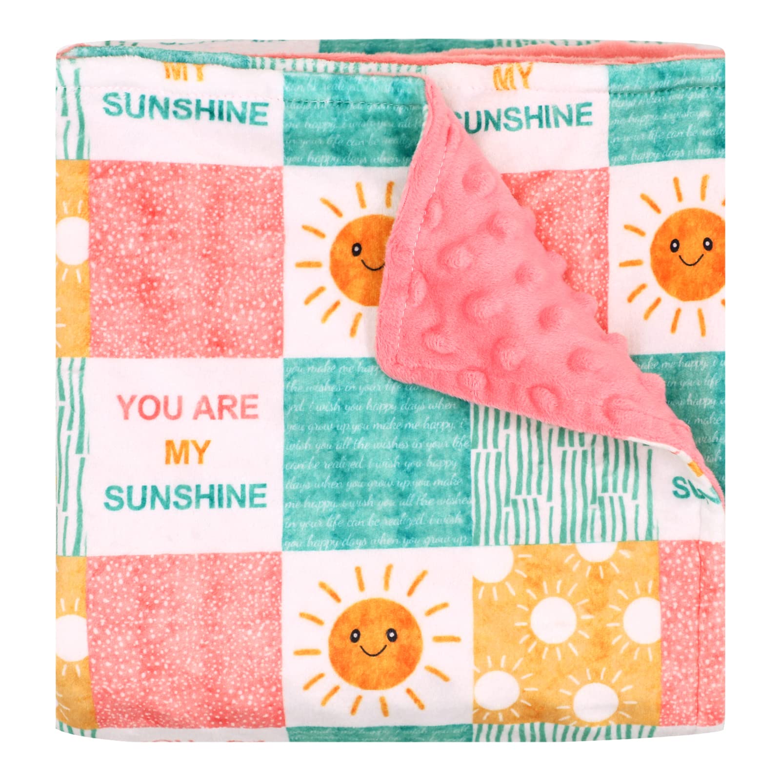 Photo 1 of Baby Blanket for Girls, Super Soft Double Layer Mink Blankets with Dotted Backing, Sun Smile Toddler Newborn Nursery Bed Blanket, You are My Sunshine Print Throw Blanket, 30 X 40 Inches