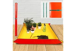 Emycool 39.5" x 39.5" Extra Large Repotting Mat for Indoor Plants Transplanting and Mess Control, Waterproof Potting Soil Mat Portable Potting Tray Gardening Gift for Women, Orange