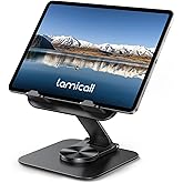 Lamicall Adjustable iPad Stand for Desk, Ultra-Slim Foldable, 360&deg; Rotation | 360&deg; Rotation Metal Base, Heavy-Duty Tablet Holder Stand for 4.7-13" iPad Pro Air Mini E-Reader Kindle Tabs Switch Stand
