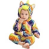 HAHASHOW Baby Winter Hooded Romper Jumpsuit Unisex kids Flannel Romper Halloween Toddler Cartoon Animal Costume