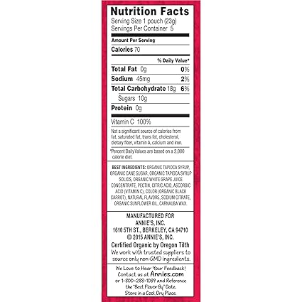 Amazon Com Annie S Organic Bunny Fruit Snacks Summer Strawberry 60 Pouches 0 8 Oz Pack Of 12