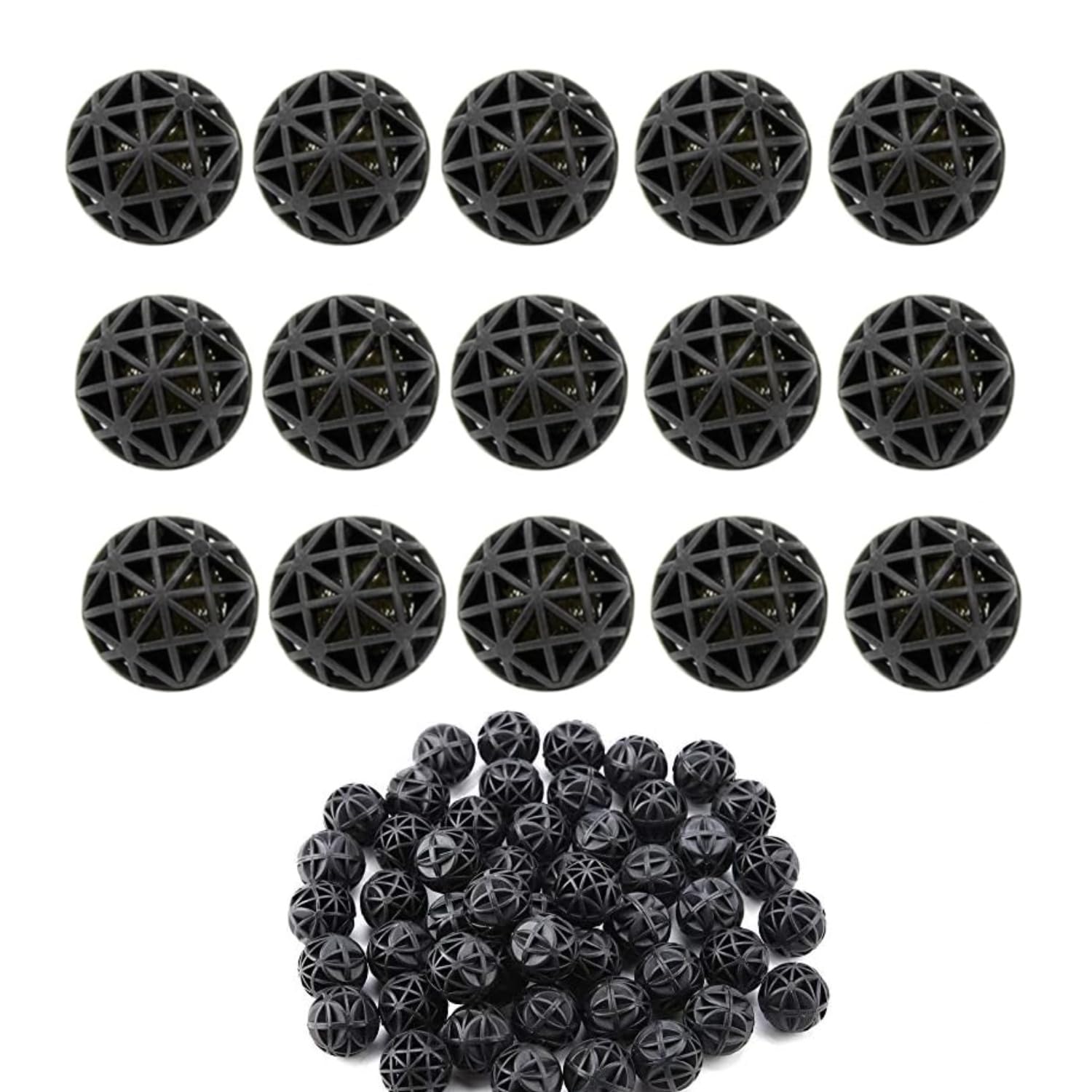 JJiaoLinin Bio Balls, 100 Pcs Bio Porous Filter Biochemical Ball Filter Media Water Filter Material with Cotton Bio Porous Filter Ball Aquarium Pond Fish Tank Bio Balls for Fish Tank Pond