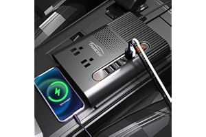 FAMIDGE 300W Car Power Inverter 12v to 120v, Car Power Inverter for Plug Outlet, Car Mounted Converter with Type-C, Fast Charger, 3 USB, 2 AC Outlets and 2 Cigarette Lighter Ports, Black