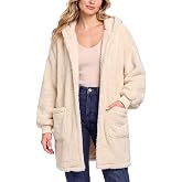Arssm Women Fleece Jacket Hooded Sherpa Jacket Oversized House Coat | Bed Jackets, Fuzzy Jackets, Oversized Cardigan with Pockets