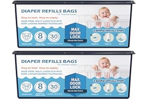 FUNUNCAT Diaper Pail Refills Bags with 30 Bags Compatible with Genie Easy Roll Signature Diaper Pails, Lasts Up to 8 Months, 7-Layer Odor-Barrier Technology, 2-Pack (60 Bags)