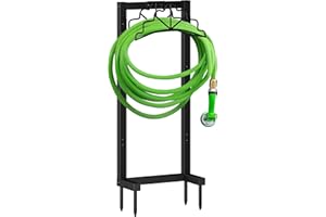 Surprizo Garden Hose Holder Freestanding, Heavy Duty Water Hose Holder Metal Hose Storage Holds 150-feet Hose, Extra Thick Detachable Hose Hanger Stand for Outside Yard