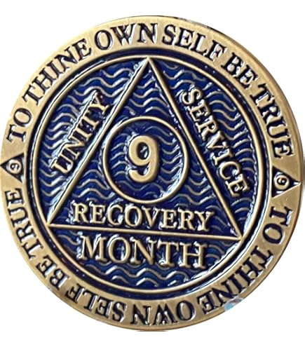 9 Year AA Sobriety Medallion - Personalized Antique Bronze Recovery Chip