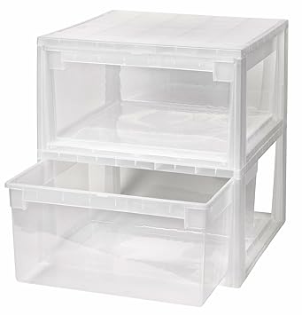 Kreher 2 Stück Schubladenboxen mit Nutzvolumen 23 Liter pro Box. Passend für z.B. Shirts, Hemden, Wäsche, Papier, etc. Maße p