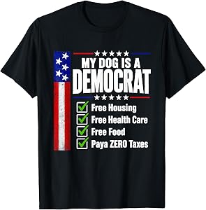Vintage American Flag My Dog is A Democrat Free Housing Cute T-Shirt