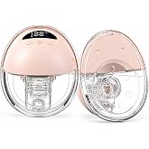 Hands Free Breast Pump, Wearable Breastfeeding Pump, Lightweight Portable Electric Pump 4 Modes &amp; 12 Suction Levels, Comfortable &amp; Low Noise, 24mm Flange, 2 Pack Pink