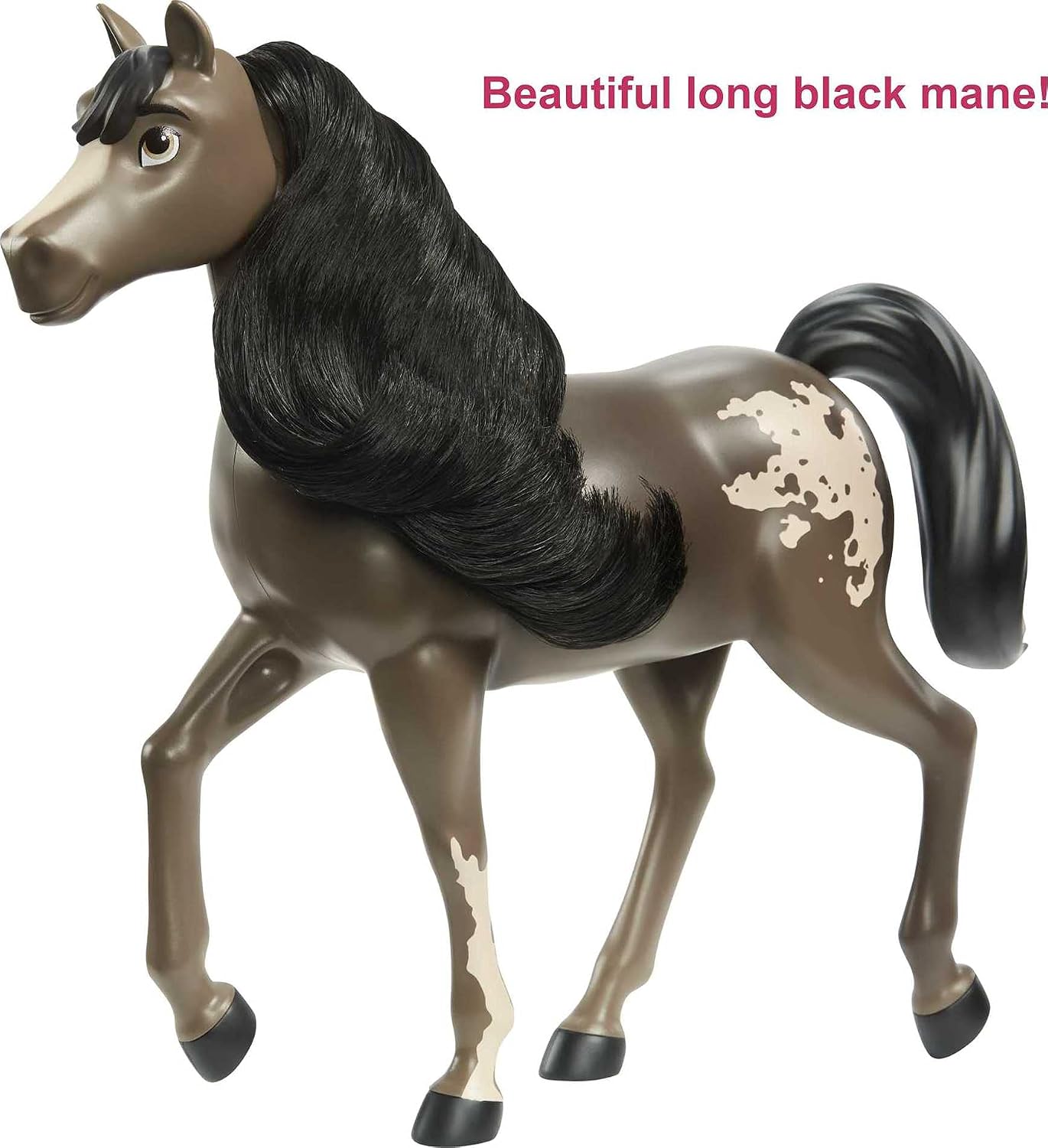 Mattel Spirit Untamed Herd Horse (Approx. 8-in), Moving Head, Bay Pinto with Long Black Mane & Playful Stance - Image 3