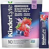Kinderlyte Advanced Electrolyte Powder for Kids and Adults - Drink Mix Hydration Packets (Wild Berry, 16 Count), with PreMax Prebiotics, No Artificial Sweeteners or Flavors, No Synthetic Dyes