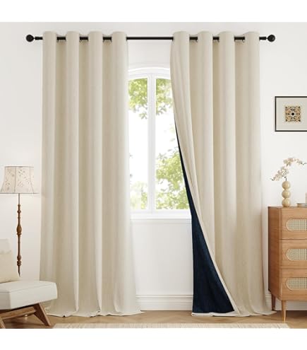 QUEMAS Cortinas Opacas Blancas De 84 Pulgadas De Largo Para Sala De Estar, Aislamiento Térmico, 100% Bloqueo De Luz, Cortinas Insonorizadas Con Ojales Para Dormitorio, 2 Paneles De 52 Pulgadas De