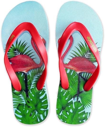 Amazon.com | Beachcomber Blue Water Natural Rubber Flip Flops | Flamingos | Available in Women's 
