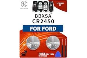 BBXSA Key Fob Replacement Batteries for Ford/Lincoln CR2450 (F150 Explorer Edge Fusion Bronco Escape Mustang Expedition Transit Ranger Maverick EcoSport MK Nautilus Corsair Navigator Lightning) Smart Remote
