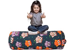 LOLOMLO Stuffed Animal Bean Bag Storage Chair for Kids Cover Only (No Filler), Organize, Sit, Play & Boxing, 100% Cotton Canvas Washable, Ultra Soft Cylinder Long Vertical Zipper Best Gift for Child