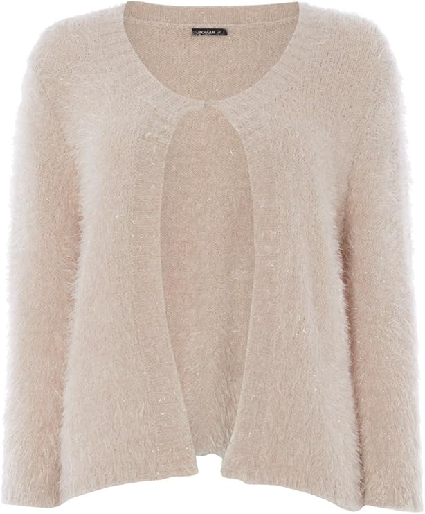 Roman Originals Womens Fluffy Sparkle Cardigan Ladies Pink Size