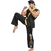 Takuvan Karate Costume for Men Deluxe Plus Size Halloween Karate Gi Uniform Set with Black Belt Headband Adult Unisex